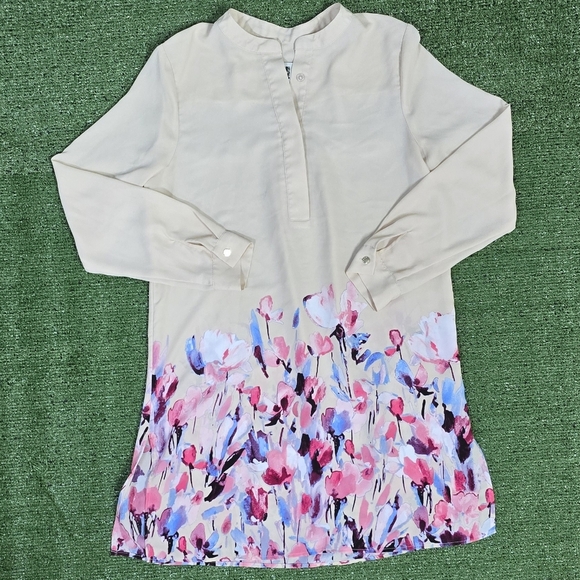 ANNE KLEIN | LOOSE FIT KNEE LENGTH FLORAL SHIRT DRESS - Picture 13 of 16